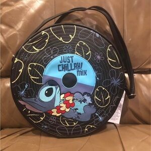 Disney Parks Lilo & Stitch Large Round Record Vinyl Purse NWT